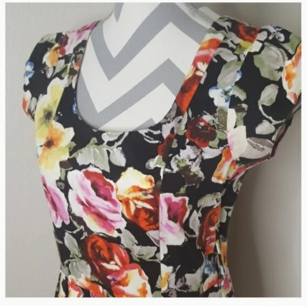 Maude Black with Colorful Flower Dress